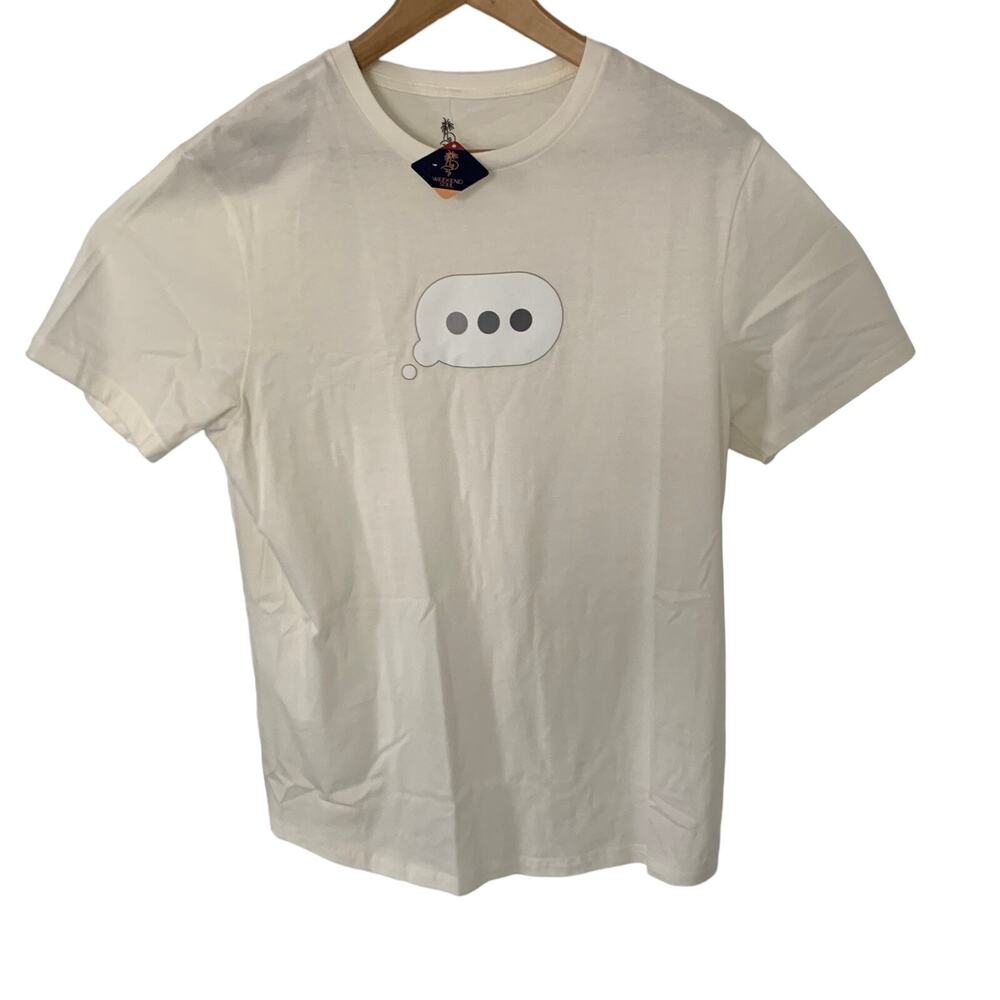 Weekend Soul Tee Mens Sz Medium Dot Dot Dot Message Graphic T-Shirt Ivory NEW